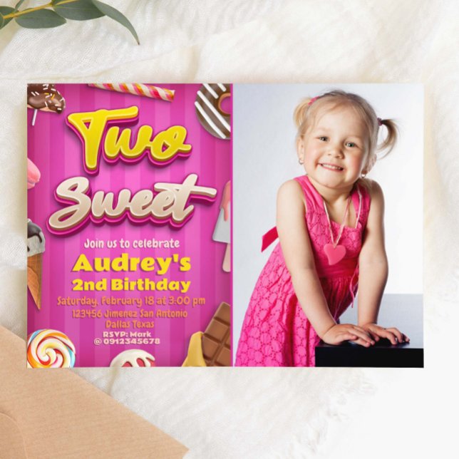 Two Sweet - Fille Anniversaire avec invitation pho (Two Sweet - Girl Birthday with Picture Invitation)