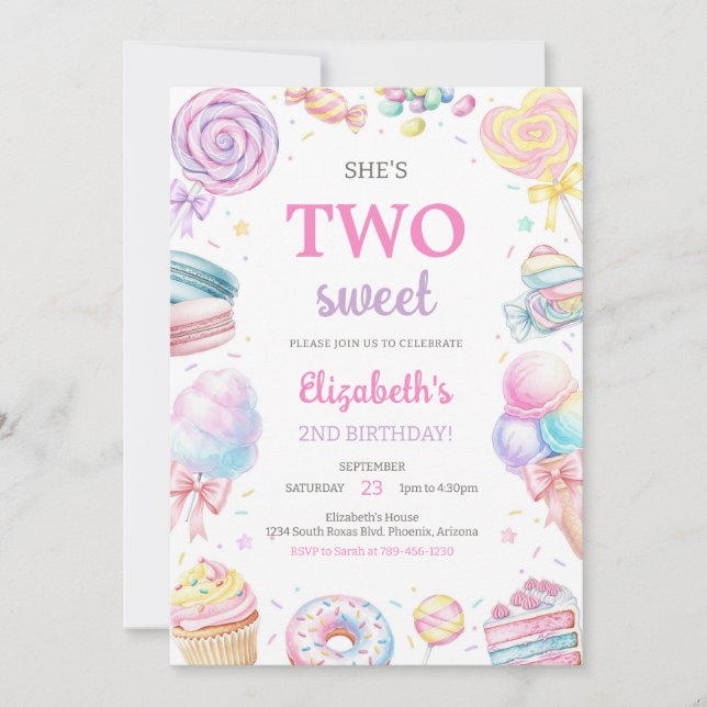 Two Sweet Sweets Candy Birthday Invitation (Devant)