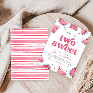 Two Sweet Watermelon 2nd Birthday Party Invitation