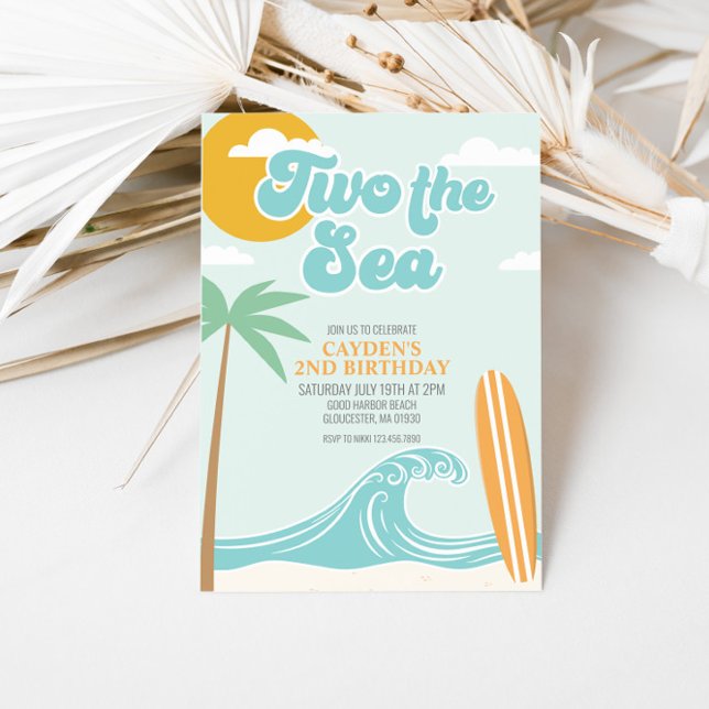Two the Sea Surf Beach 2nd Birthday Invitation (Créateur téléchargé)