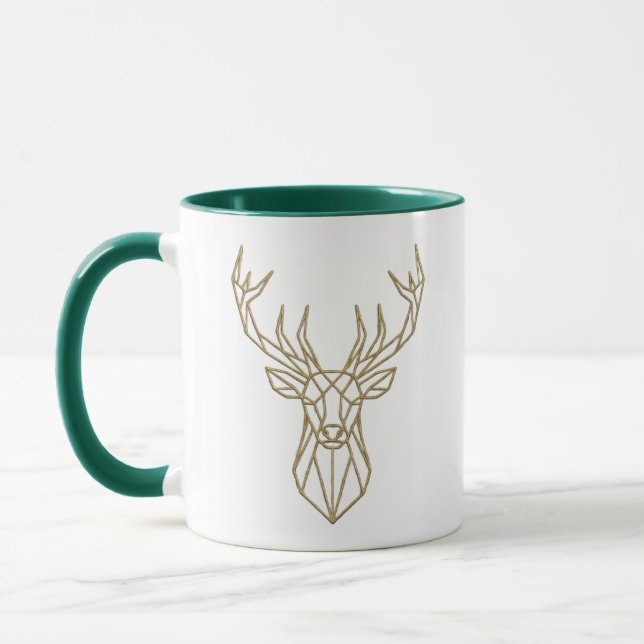  Two-Tone Coffee Mug Modern Gold Geometric Stag (Gauche)