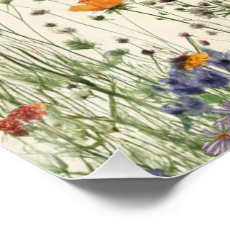 Two Wild Birthday - Boho Cream Wildflower Poster