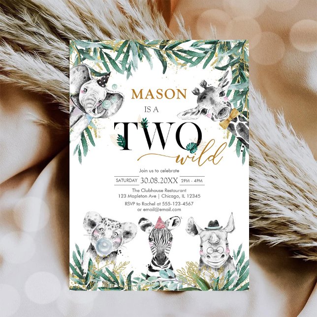Two Wild Party Animals 2nd Birthday Invitation (Créateur téléchargé)