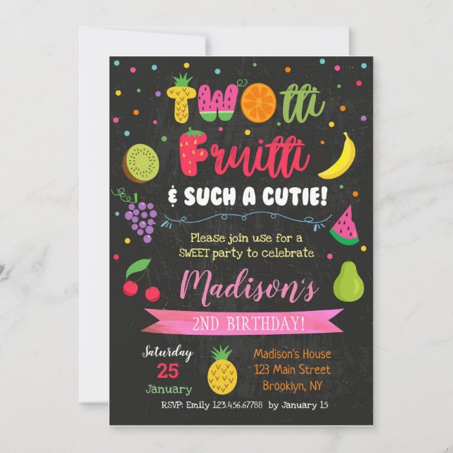 Twotti Frutti Fruits Anniversaire Invitations (Devant)