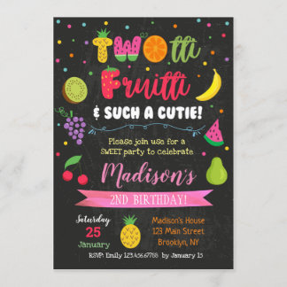 Twotti Frutti Fruits Anniversaire Invitations