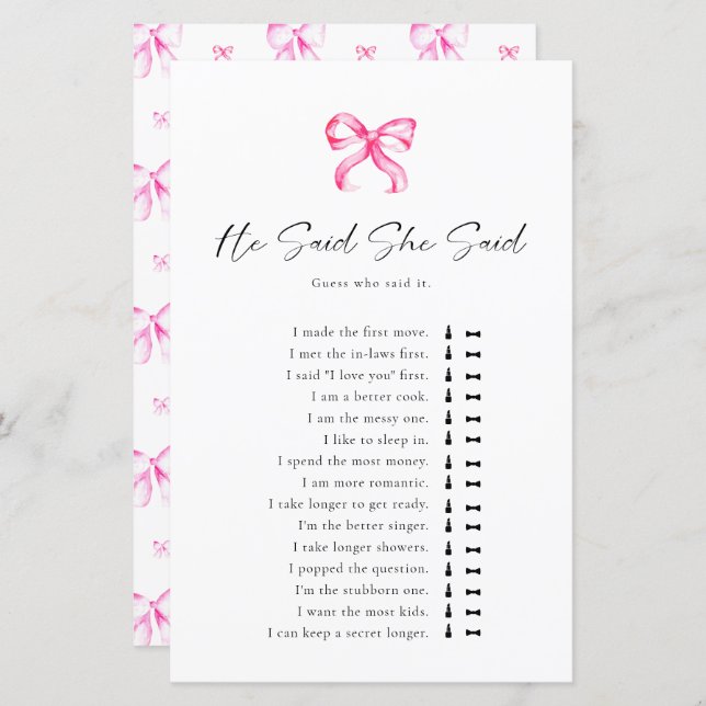 Tying Fête des mariées Knot Il Dit Qu'Elle Dit (Devant / Derrière)