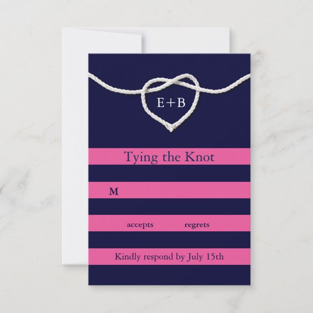 Tying Knot Fuchsia & Navy RSVP (Devant)