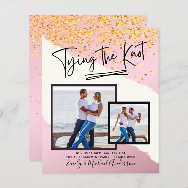 Tying The Knot - Photo Engagement Party Invitation (Devant / Derrière)