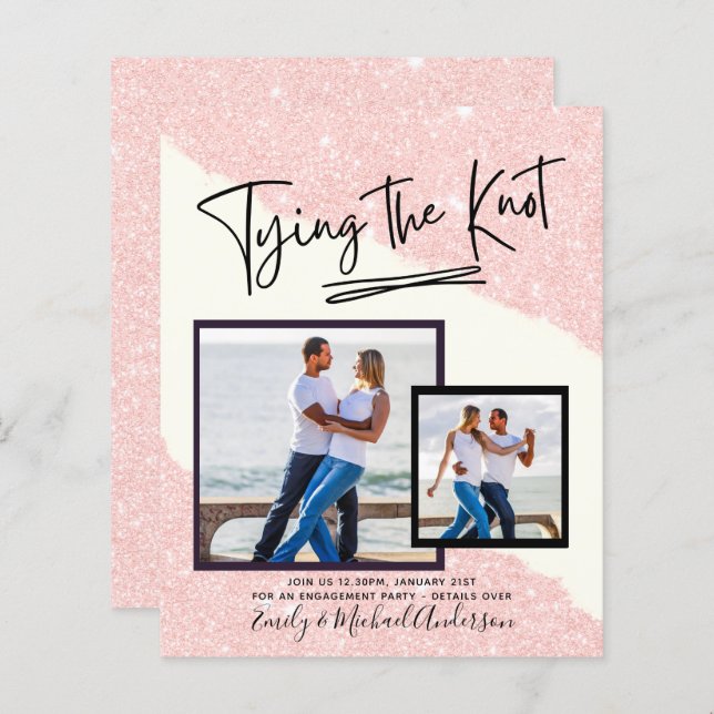 Tying The Knot - Photo Engagement Party Invitation (Devant / Derrière)