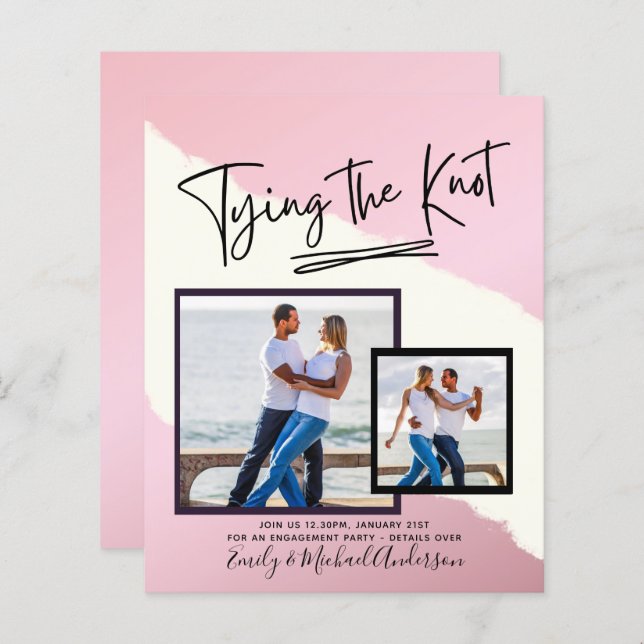 Tying The Knot - Photo Engagement Party Invitation (Devant / Derrière)