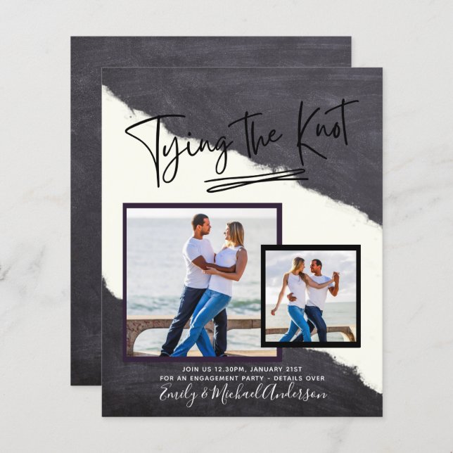 Tying The Knot - Photo Engagement Party Invitation (Devant / Derrière)