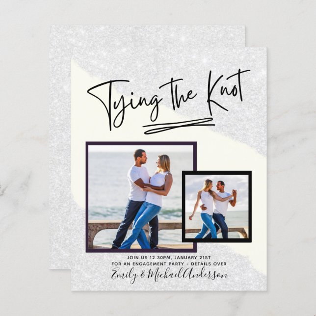 Tying The Knot - Photo Engagement Party Invitation (Devant / Derrière)