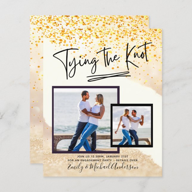 Tying The Knot - Photo Engagement Party Invitation (Devant / Derrière)