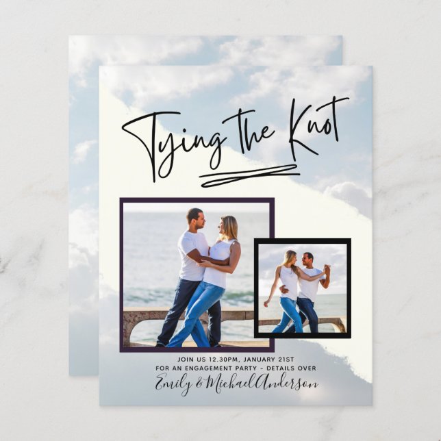 Tying The Knot - Photo Engagement Party Invitation (Devant / Derrière)