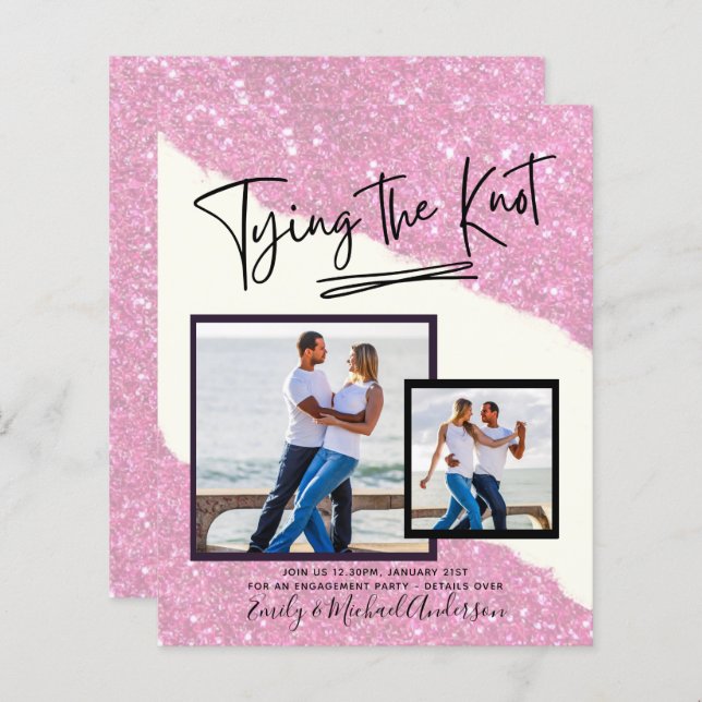 Tying The Knot - Photo Engagement Party Invitation (Devant / Derrière)