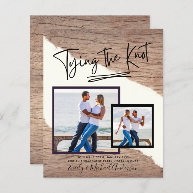 Tying The Knot - Photo Engagement Party Invitation (Devant / Derrière)