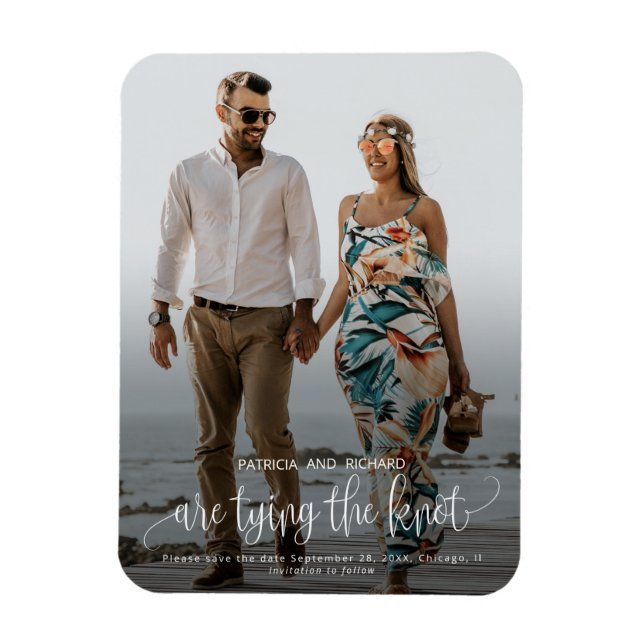 Tying The Knot Wedding Save The Date Photo Magnet (Vertical)