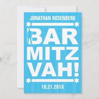Type Bold Bar Mitzvah Invitation en bleu clair