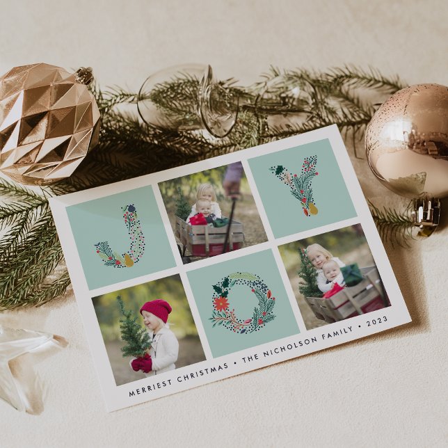 Type joyeux | Carte de vacances à trois photos (Créateur téléchargé)