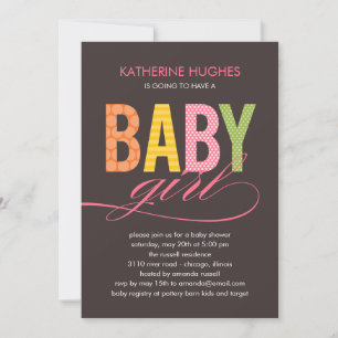 Type lumineux invitation de baby shower - fille