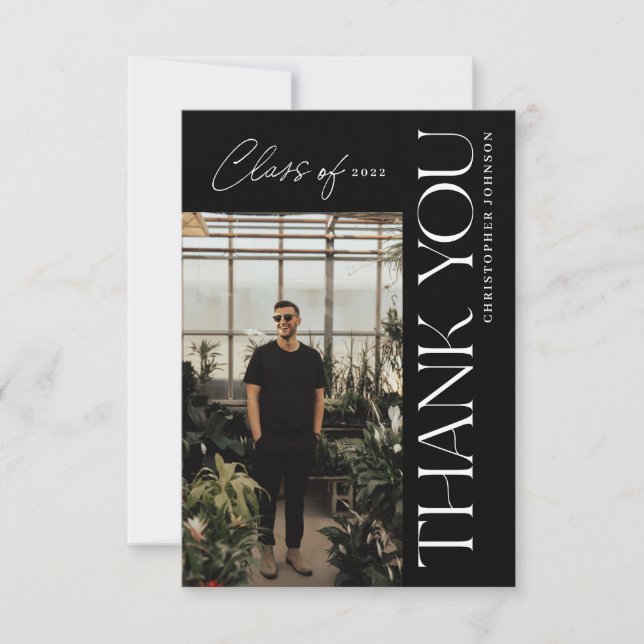 Type moderne Merci de graduation photo noir (Devant)