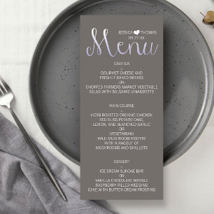 Type Ombré moderne Menu Mariage violet et gris