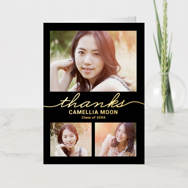 Type opulent Carte de remerciements de graduation  (Recto)