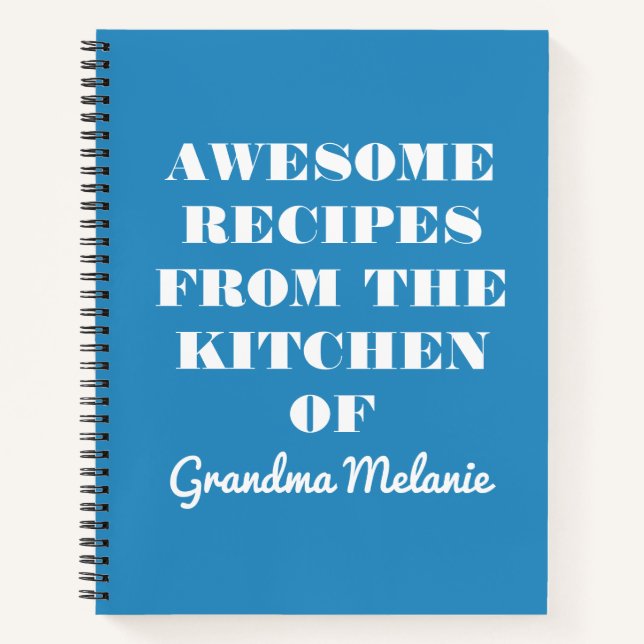 Type rétro amusant Blue Grandma Recette Carnet (Devant)