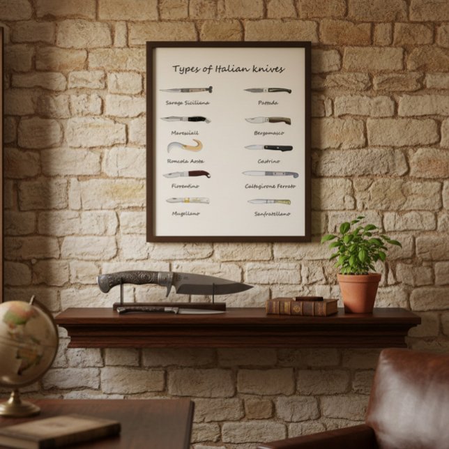 Types de couteaux italiens - Art mural illustré (Créateur téléchargé)