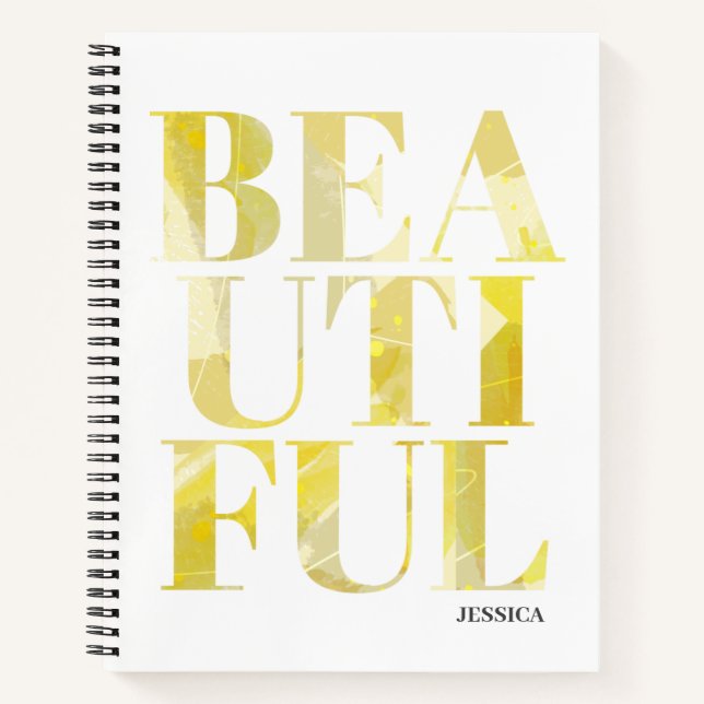 Typographie Abstraite Jaune Beau Carnet (Devant)