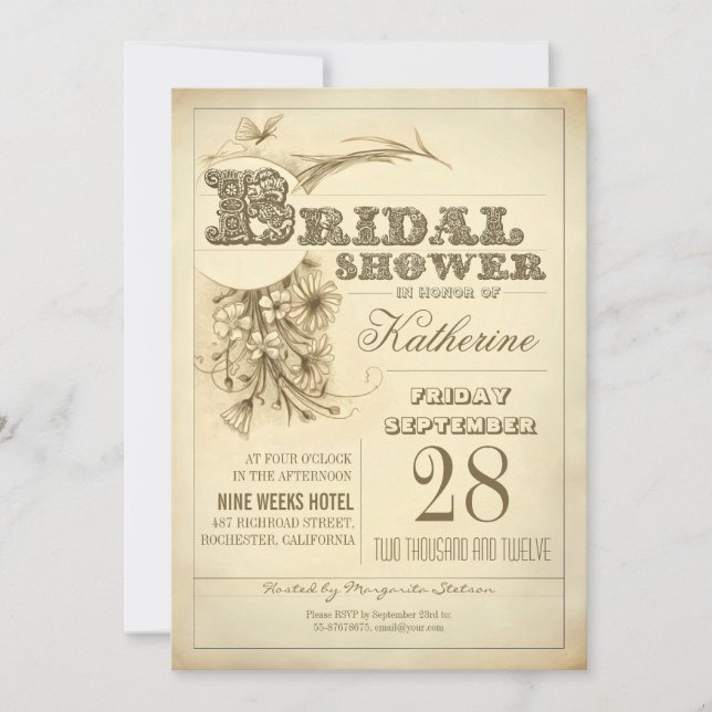typographie antique invitation nuptiale (Devant)