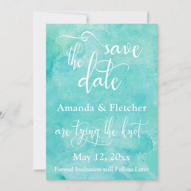 Typographie aquarelle turquoise pour carte de sauv (Devant)