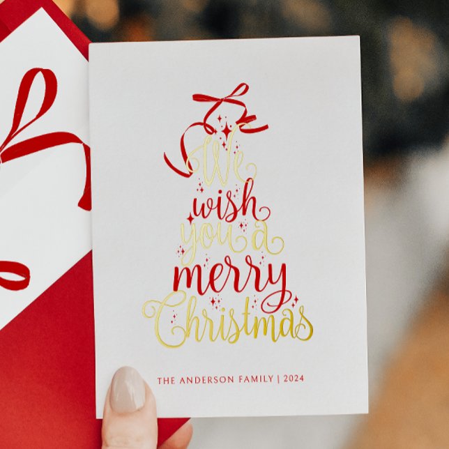 Typographie Arbre de Noël Foil Carte de vacances (Créateur téléchargé)