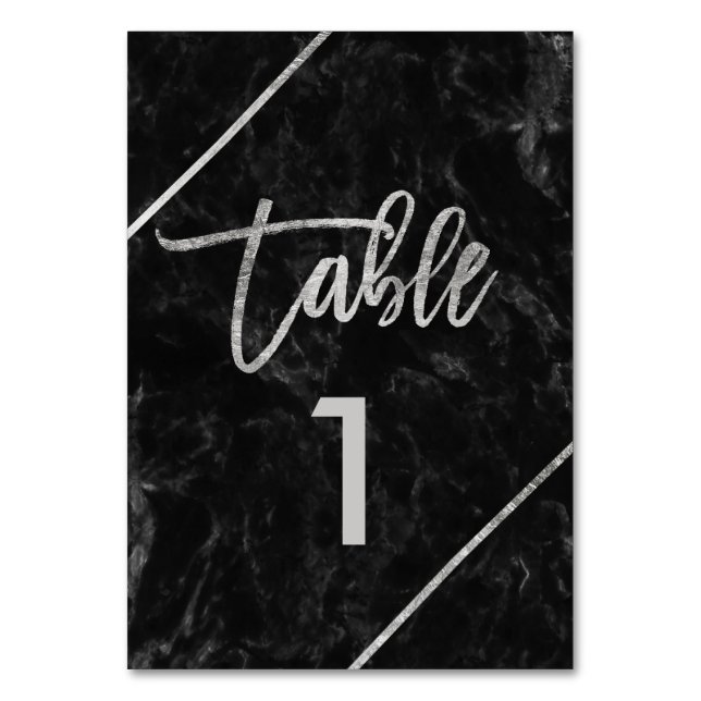 Typographie argentée numéro de table en marbre noi (Par défaut)
