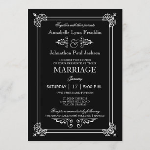 Typographie Art Déco Vintage Wedding Invitation