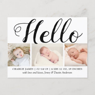 Typographie audacieuse "Hello" 3 Faire-part de nai