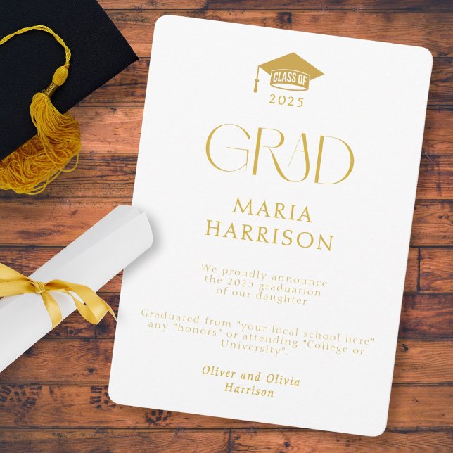 Typographie blanc et or pas de Faire-part photo (Créateur téléchargé)