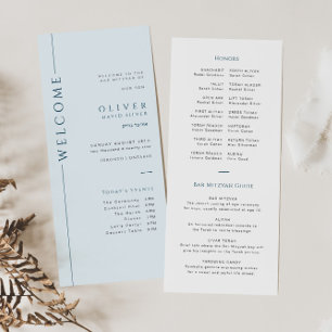 Typographie Blue Bar Mitzvah Programme Carte Timel