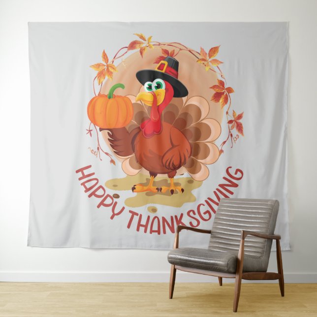 Typographie bon thanksgiving Tapisserie (En situation (horizontale))