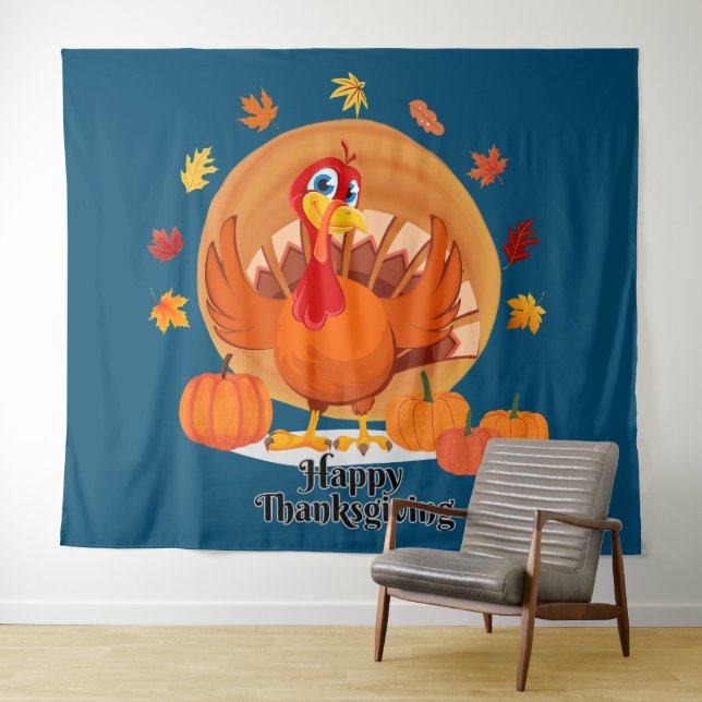 Typographie bon thanksgiving Tapisserie (En situation (horizontale))
