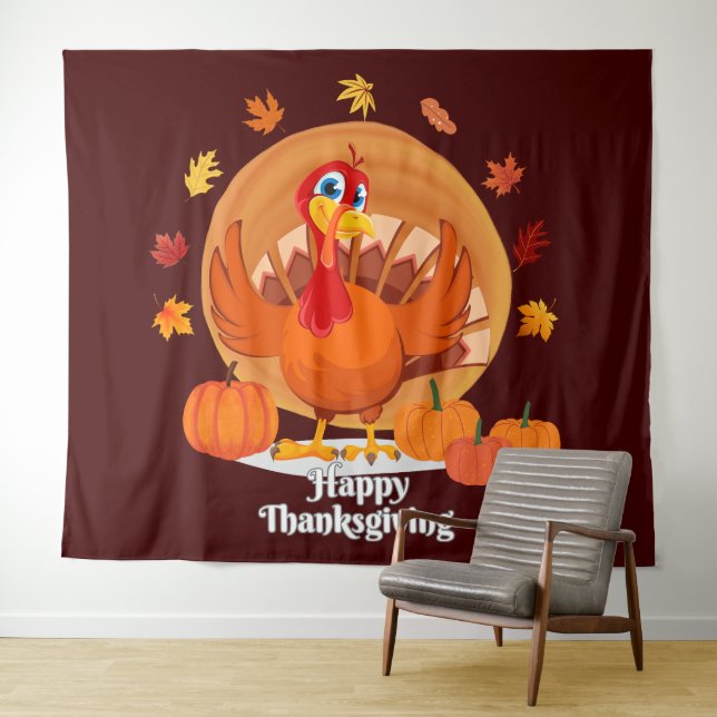 Typographie bon thanksgiving Tapisserie (En situation (horizontale))