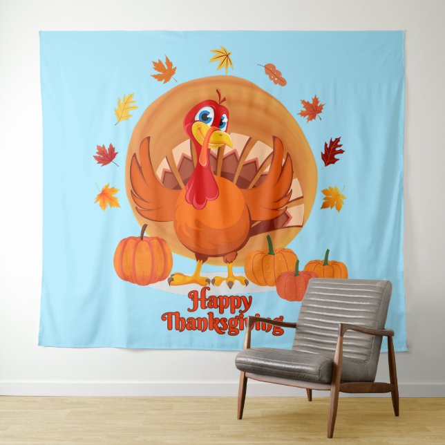 Typographie bon thanksgiving Tapisserie (En situation (horizontale))