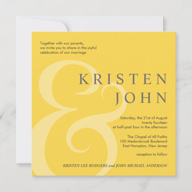 Typographie branchée Invitations de mariage modern (Devant)