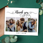 Typographie budgétaire 3 Mariage photo Carte de re<br><div class="desc">Budget, Elégant, Calligraphie Script (3) Photo Collage Mariage Merci personnalisé abordable carte THIN à petit budget. Modèle mariage élégant avec (3) trois photos sur le devant et (1) une photo sur le dos. ***VEUILLEZ NOTER! *** LE DOCUMENT BUDGÉTAIRE/VOL EST MINCE. *** METTRE À NIVEAU LE PAPIER POUR UN PAPIER PLUS...</div>