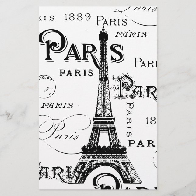 Typographie Calligraphie Paris France Tour Eiffel (Devant)