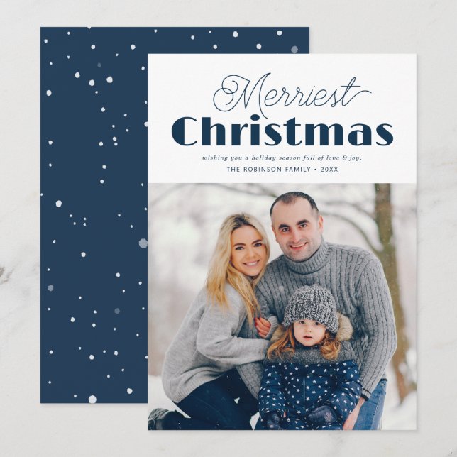 typographie carte de vacances de noël la plus joye (Devant / Derrière)