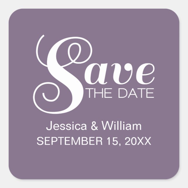 Typographie chic Enregistrer Stickers Date, violet (Devant)