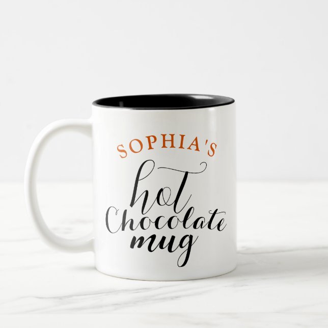 Typographie Chocolat Chaud Mug avec nom et initial (Gauche)