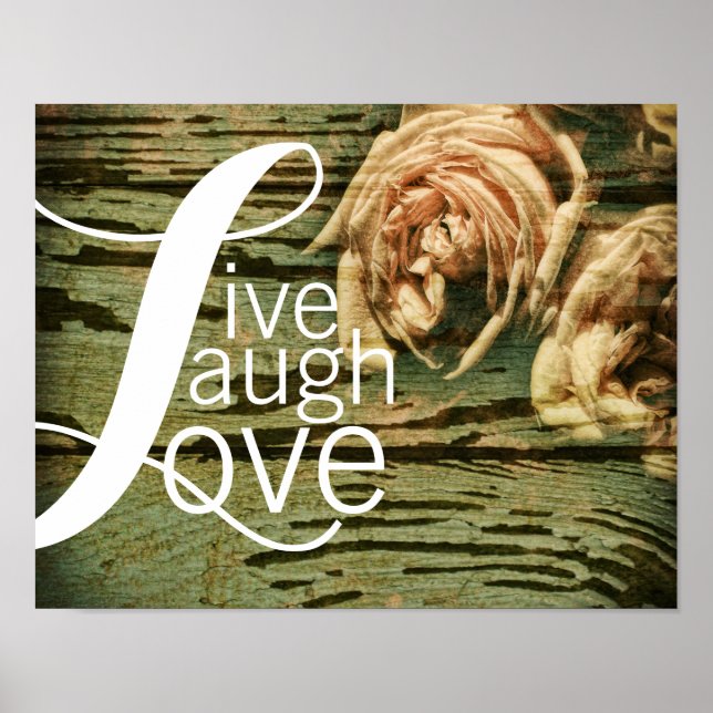 typographie citation poster live rire amour et ros (Devant)