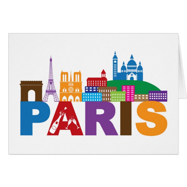 Typographie colorée de Paris, France | (Devant horizontal)